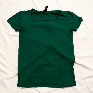 Forever 21 Green Ribbed Tee Shirt